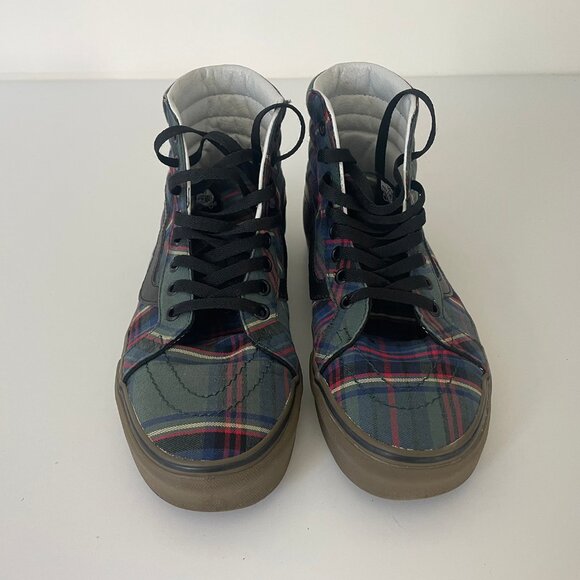 Vans Sk8-Hi Top Reissue Tartan Gum Black Classic Blue Green Red - Picture 2 of 5